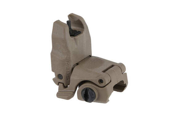 The Magpul front sight FDE is spring loaded and flips up at the press of a button